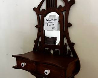#38	Antique Shaving Mirror w/ 2 drawers - 12x6x19	 $45.00 			
