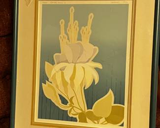 #220	frame print of a flower signed and number Susan Bailey 1985 20x24	 $35.00 			
