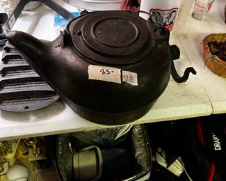 #78	Cast Iron Kettle w/Wall Hanger Mount	 $35.00 			
