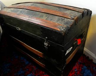 #230	camel back trunk with arms side with tray  32x17x20	 $100.00 			
