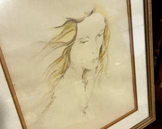 #219	watercolor of lady framed 26x28	 $30.00 			
