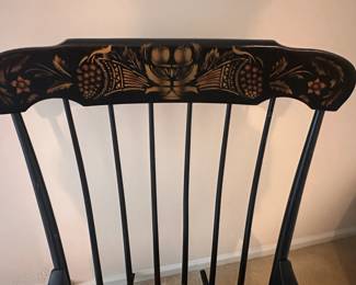 #153	RA	Vintage Hitchcock Rocking Chair - 24"W x 41"H x 19"D - Says L. Hitchcock Hitchcocksville, Conn.  Warranted	 $75.00 
