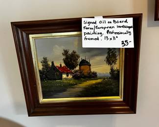 #57	Oil on Board farmhouse Landscape Painting - 13x11 - signed	 $35.00 			
