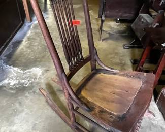 #180	wood rocking chair with wood seat  	 $40.00 			
