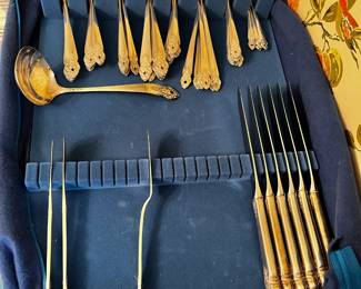 #125	Presteige by "Oneida" Silverplate  Flatware - 62 Pieces inTray	 $65.00 			
