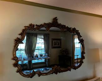 #26	Large Heavy Carved Wood w/gold Paint Mirror - 66x47 - You Move and will need extra person	 $125.00 			
