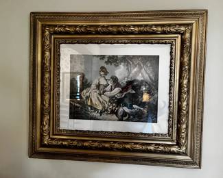 #34	Wood Gold Framed Print of Lady and Man - 31x27	 $75.00 			
