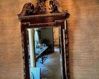 #17	Wood w/gold leaf w/Carved Bird on top and Beveled Mirror - 26x54	 $175.00 			
