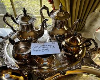 #124	6 Piece Poole Old English (5000) Silverplate Service w/tray	 $85.00 			
