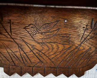 		
#12	Wood Wall Shelf w/bird Carving - 24x8x8	 $75.00 			
