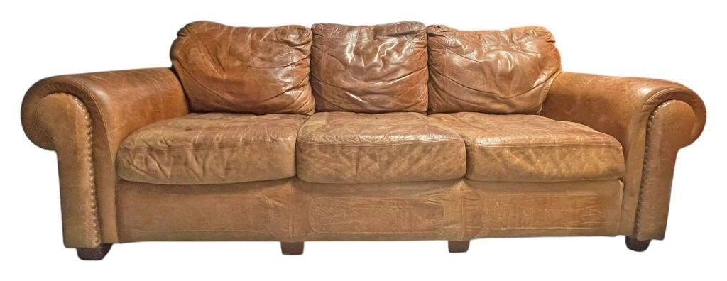 7.5 ft Brown Leather Sofa 