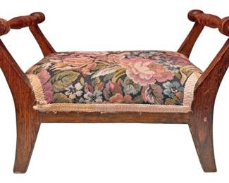 Vintage Tapestry Upholstered Footstool 
