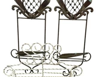 Metal Hanging Plate Holders and Basket 