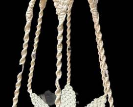 White Macrame Hanging Plant Holder 