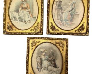 Three Vintage Framed Victorian Watercolors 
