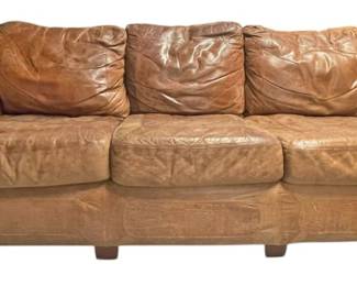 7.5 ft Brown Leather Sofa 
