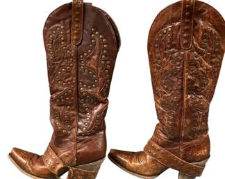 Women Lanes Leather Brown Boots Size 7 