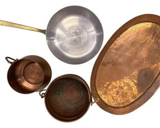 Copper Platter, Skillet Two Planters 