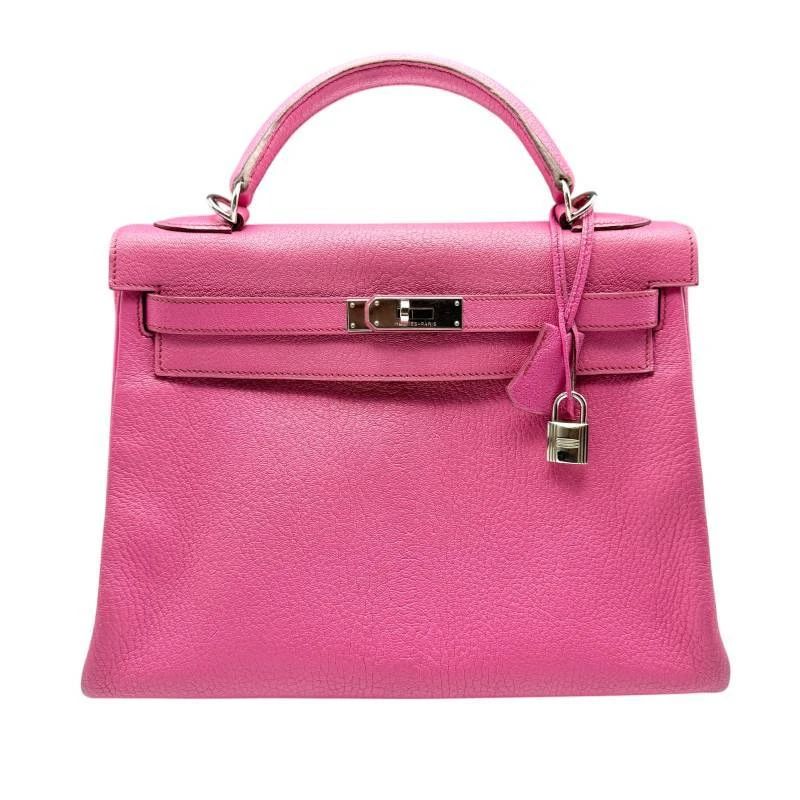 Hermès Kelly 32 Sellier Bag in Rose Tyrien Epsom Leather with Palladium Hardware