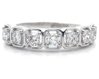 0.75 Carat Diamond Geometric Halo Anniversary Ring