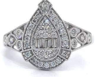 0.38 Carat Natural Diamond Vintage Style Cluster Ring in White Gold