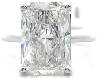 Impressive 7.01 Carat Diamond Radiant Cut Solitaire Ring in 14k White Gold