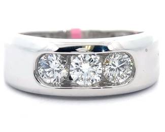 Men's 1 Carat Diamond Three-Stone Beveled Band in White Gold