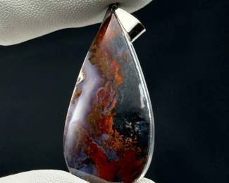 Large Teardrop Moss Agate Pendant 