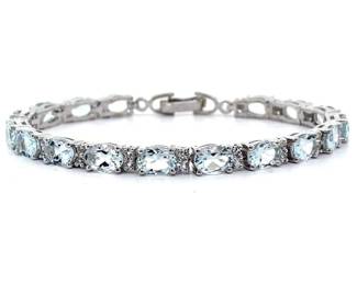 NEW! 12.25 Carat Oval Aquamarine & White Topaz Bracelet