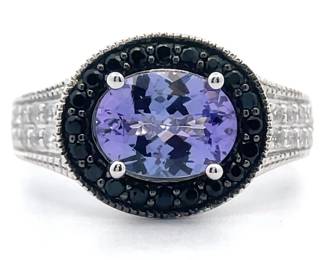 NEW! Tanzanite & White Topaz East-West Oval Two-Tone Ring