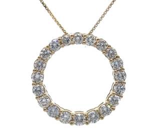 1 Carat Pavé Diamond Wreath Eternity Circle Necklace in Yellow Gold