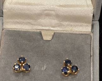 Christian Bernard 14k gold earrings with sapphires