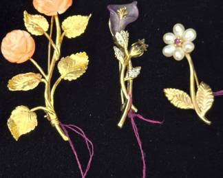 14k gold brooches