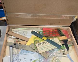 vintage drafting box and contents