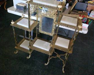 Fancy marble and brass plant stand