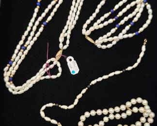 14k gold and pearls bracelets and necklaces