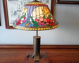 Trench art stained glass lamp