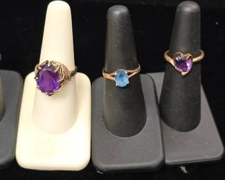 14k gold rings various gemstones and diamonds