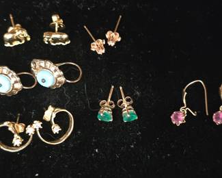 14k gold earrings with gemstones