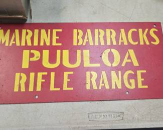 vintage marine barracks rifle range steel sign