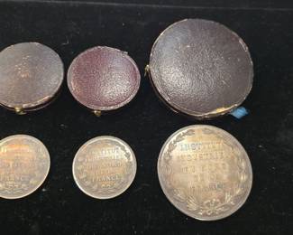1800s antique Industrial Du Nord Engineering school medals and carrying case made of 90% Silver Awesome old find