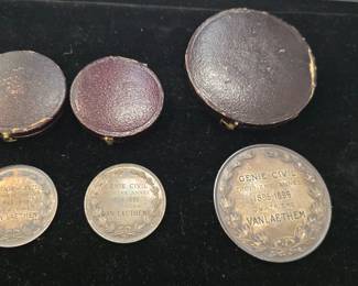 1800s antique Industrial Du Nord Engineering school medals and carrying case made of 90% Silver Awesome old find