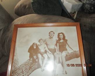 Framed picture of the Tarzan Family (Johnny Weissmuller, Maureen O'Sullivan etc