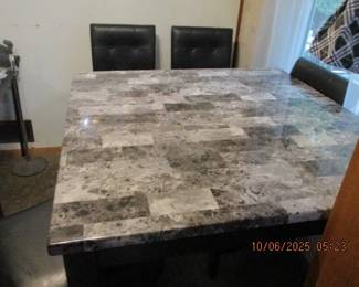 faux granite top counter height table and 4 chairs