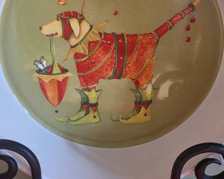 Dept 56 Christmas Krinkles Dog Bowl - two of them new in box