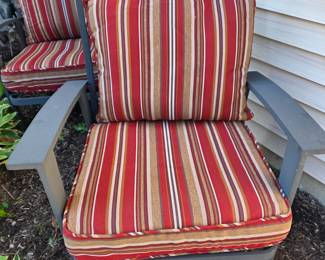 Like new metal patio chairs with cushions