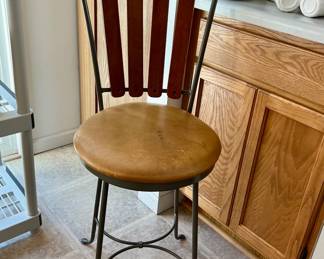 View of one up close - Pair of Charleston Forge Hand Forged Wrought Iron Swivel Counter Stools - artisan made in Boone, NC
BUY IT NOW $798 /PAIR
Retails Used for $900 each