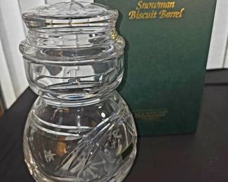 Waterford Snowman Biscuit Barrel - New with Box