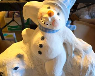 Large paper mache / foam polar bear snowman display