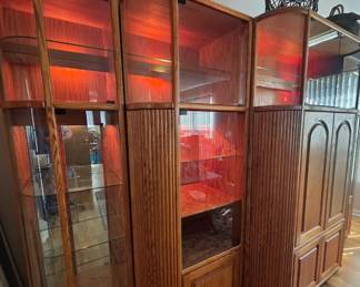 Gorgeous 5pc oak entertainment/curio unit. Buy it Now $2,800. Can display all together or break the pieces up. Dimensions will be added.